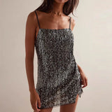 KYLETHOMASW  -  Fashion Off Shoulder High Waist Short Dress Club Party Sleeveless Slim Fit Mini Dress New Shiny Sequin Camisole Women Dress