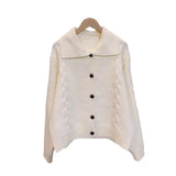 KYLETHOMASW  -   Japanese Lazy Lapel Cardigan Female Sueter Mujer New Age Reduction Sweet Sweater Solid Coat Soft Waxy Knit Cardigan