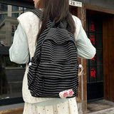 KYLETHOMASW  -  Striped School Backpack Students Mochila  Large-capacity Mochilas Cute Travel Bag Daily Using Bolsas Feminina Backpacks
