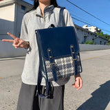 KYLETHOMASW  -  Hit Color Plaid Mochila Trendy Jk Bag Travel Mochilas Mujer Student Bolsas Preppy Style Bags for Woman Large Capaci Backpack