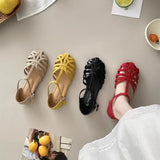 KYLETHOMASW  -  Summer Fashion Weaving Hollow Flat Bottom Baotou Comfortable Soft Bottom Sandals for Women's Casual Versatile Sandals
