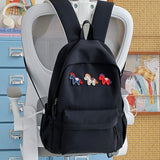 KYLETHOMASW  -  Kawaii Style Animal Embroidery Backpack Girls Multi Pocket Casual Outdoor Travel School Bag New Trend Book Back Packs
