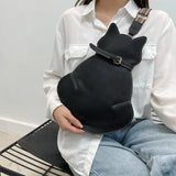 Kylethomasw 2024 Vintage Women Chest Waist Bag Cat Shape Shoulder Casual Crossbody Bags Quality Leather Handag Purse Ladies  Brand Designer