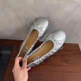 KYLETHOMASW  -  Autumn New Brand Women Flat Shoes Fashion Round Toe Pleated Shallow Slip On Boat Shoes Soft Flat Heel Single Shoes