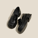 KYLETHOMASW  -  Women's Vintage British Style Loafers JK College Style Thick Sole Dress women's shoes Elegant Casual Leather Shoes Zapatos Mujer