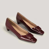 KYLETHOMASW  -  Leopard Kitten Heel Pumps Woman Pointed Toe Shoes Wedges Low Heeled Tacones Femmes Patent Leather Dress Bridal Shoes Ladies