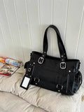 KYLETHOMASW  -  Hot Girl Vintage Studded Tote Bag Women Leather Textured Large Capacity Shoulder Bag Ladies Y2k Aesthetics Commute Crossbody Bag