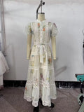 KYLETHOMASW  -  European and American style new elegant dress floral print hollow design large swing skirt