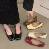KYLETHOMASW  -  Spring New Women Flat Shoes Fashion Square Toe Shallow Slip On Ladies Casual Ballerina Shoes Soft Flat Ballet Shoes New