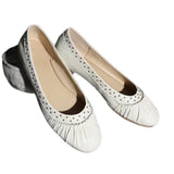 KYLETHOMASW  -  High Quality Women Ruched Rivet Ballet Flats Round Toe Soft Leather Slip on Daily French Casual Flat Shoes Zapatos De Mujer