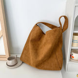 Kylethomasw  Faux Suede Shoulder Bags For Women Solid Color Korea Packages Large Capacity Simple Casual Totes  New Cloth Handbags
