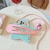 KYLETHOMASW  -  Y2K Star Shape Phone Case for iPhone 18 Pro Max 15 16 17 Pro Max Cute Silicone Crossbody Strap Hair Clip Kawaii Cover for Girls