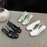 KYLETHOMASW  -  Fashion Butterfly-kont Thin Heels Square Toe Women Pumps Sandals Elegant Slingbacks Banquet Stripper Shoes