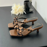 KYLETHOMASW  -  Low Heel Female Slides Women Slippers Shoes Luxury Footwear Fashion Butterfly-Knot Ladies Heeled Slippers Sandals Shoes Pumps