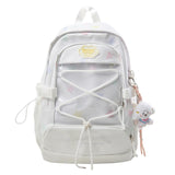 KYLETHOMASW  -  Women's Large Capacity Star Print Backpack Clear Mesh Pocket Heart Decor Adjustable Strap Casual Daily School Itabag New