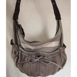 KIylethomasw Sweet Cool Bow Canvas Shoulder Bags Women Vintage Drawstring Chic Casual Crossbody Bag Ladies Retro Messenger Bag Bolsos