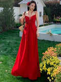 KYLETHOMASW  -  Women's Solid Backless Long Dresses Sexy Spaghetti Strap Halter Lace-up Wedding Evening Party Dress French Style A-line Vestidos