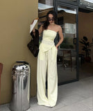 KYLETHOMASW  -  Women's Solid Color Sleeveless Tube Top Trousers Set Women's Sexy Casual Two-piece Set
