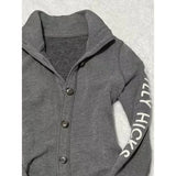 KYLETHOMASW  -  Early Autumn New Gray Sweatshirts Stand Collar Single Breasted Jackets American Vintage Long Sleeve Coat Women