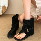 KYLETHOMASW  -  Spring Autumn Clip Toe Internal Elevation Women Sandals Boots Retro Style Ladies Elegant  Ankle Booties