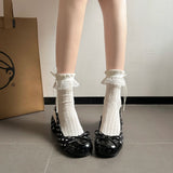 KYLETHOMASW  -  Sweet Style Polka Dot Bow Thick Heel Shallow Mouth Single Shoes Spring New High-heeled Mary Jane Shoes with Single Strap