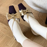 Kylethomasw Sweet Butterfly-knot Low Heel Mules Women Shallow Elegant Dress Shoes Female Comfy Cross-tied Square Toe Slingback Sandals Women