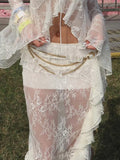 KYLETHOMASW  -  Music Festival Sexy Skirt For Women Vacation Semi-sheer Ruffle Lace Maxi Skirt Bohemian Y2K Club Outfit Spring Summer