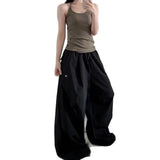 KYLETHOMASW  -  American Retro Lazy Style High Waist Pleated Wide Leg Pants Women Summer Loose Casual Pants Elastic Waist Workwear Trousers