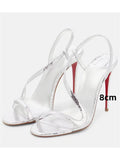 KYLETHOMASW  -  Summer New Multi Color Serpentine Straw Stiletto Sandals Sexy Party Fashion Show 35-43 Large Women's Sandals