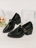 KYLETHOMASW  -  New Retro Mary Jane Shoes, French-Style Pointed Women's Flats, Soft-Tread T-Strap Leather Shoes, Plus Size