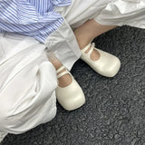 KYLETHOMASW  -  Vintage Slip On Loafers Casual Square Toe Ankle Strap Buckle Mary Jane Shoes Chunky Low Heel Pumps Dress Shoes