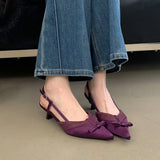 KYLETHOMASW  -  Pink Elegant Women Sandals Low Heel Shoes Fashion Pointed Toe Designer Pumps Slingback Shoes Ladies Stiletto Heels Sandals