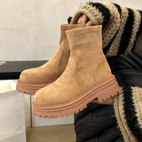 KYLETHOMASW  -  Women Chelsea Ankle Boots Autumn 2025 Suede Snow Short Botas Platform Mid Heels Women Shoes Designer Brand Casual Sport Boots