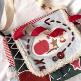 KYLETHOMASW  -  Fashion Kawaii Casual Handbags Sweet Y2k Aesthetic Patchwork Fur Shoulder Bag Contrast Color Plaid Women Harajuku Crossbody Bags