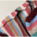 KYLETHOMASW  -  Retro Colorful Striped Knitted Cardigans Women Outerwear Autumn Winter Casual Loose V-neck Single Breasted Sweater Coats Tops