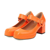 Kylethomasw Classics High Heels Lolita Shoes Women Straps Mary Janes Shoes Female Red Orange White Pumps Party Wedding Shoes Ladies Size 45