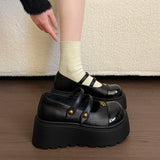 KYLETHOMASW  -  New Women Two-tone Metal Studded Platform Mary Jane Shoes Round Toe Buckle Strap Slip On Casual Summer Gothic Lolita Pumps Shoes