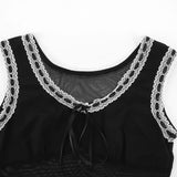 KYLETHOMASW  -  Summer Sexy Tank Women New Fashion Ribbons Sexy Mesh Lace Partywear Black Tank Elegant Casual Slim Tank Female Knitted Camisole