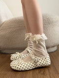 KYLETHOMASW  -  Korean Polka Dot Mary Jane Shoes Women's Fashionable Versatile Sweet  Knot One Strap Little Leather Shoes Spring