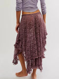 KYLETHOMASW  -  New Fashion Womens Midi Skirts Lace Elastic High Waist Skirts Spring Summer Irregular Hem Casual Skirts Hot Sale S M L