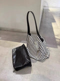 KYLETHOMASW  -  Ins Striped Canvas Tote Bag 2025 Summer New Large Capacity Casual Versatile Single Shoulder Underarm Bags