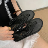 KYLETHOMASW  -  Women Flats Sandals Slides Shoes Summer Beach Luxury Female Flip flops Fashion Round Toe Ladies Flats Sandals Shoes