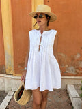 KYLETHOMASW  -  Women's Summer New Pleated Tank Dress Fresh Relaxed Style Pleat Mini Short Dress