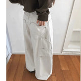 KYLETHOMASW  -  Heart Shape Pocket Women's Jeans Casual Style Denim Pants Retro Style Spice Girls Trousers High Waist Solid Color Jeans