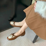 KYLETHOMASW  -  Retro Square Toe Bow Brand Low Heel Pumps Women Fashion Mixed Colors Flats Comfortable Shallow Moccasin Loafers Zapatos De Mujer
