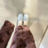 KYLETHOMASW  -  Womens Suede Bow Lace Up Ballet Flats Soft Sole Casual Flat Shoes Lightweight Comfortable Slip on Daily Walking Fashion Footwear