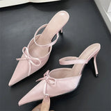 KYLETHOMASW  -  Street Style Pointed Toe Women Slippers Pumps Sexy Thin Heels Mule Slippers Party Prom Shoes Zapatos De Mujeres