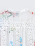 KYLETHOMASW  -  European and American style new elegant dress floral print hollow design large swing skirt