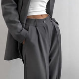 KYLETHOMASW  -  Minimally Sophisticated Suit with Wide Leg Pants for Women Spring New High Waisted Drape