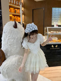 KYLETHOMASW  -  Princess Style Short Puffy Skirt Dress Elegantly Designed  Knot Ogees Sweet Summer Women's Fashion Single Piece